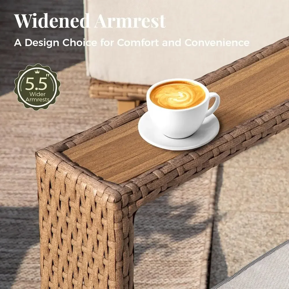 6ピース屋外用籐製ソファセット、厚いクッション付き、パティオ - Outdoor Furniture Luxury のレビューと価格